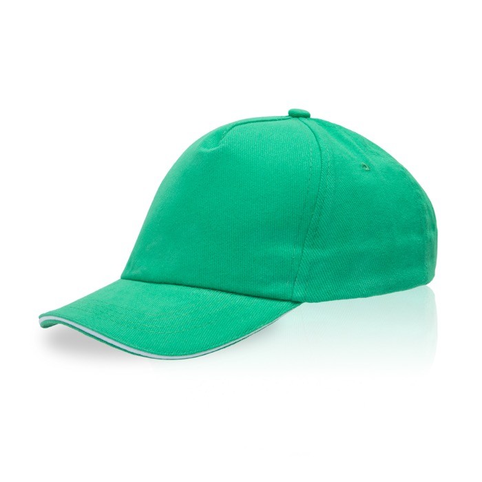 Gorra infantil de algodón con detalle de color en visera 255 g/m2 color verde