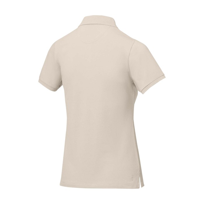 Polo de manga corta para mujer en punto piqué 200 g/m2 Elevate Life color arena tercera vista trasera Polo de manga corta para mujer en punto piqué 200 g/m2 Elevate Life color arena tercera vista trasera