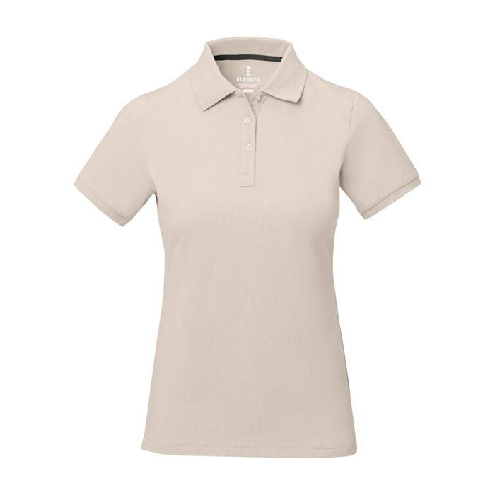 Polo de manga corta para mujer en punto piqué 200 g/m2 Elevate Life color arena segunda vista frontal Polo de manga corta para mujer en punto piqué 200 g/m2 Elevate Life color arena segunda vista frontal