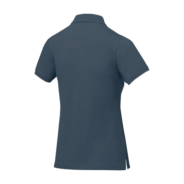 Polo de manga corta para mujer en punto piqué 200 g/m2 Elevate Life color azul cian tercera vista trasera Polo de manga corta para mujer en punto piqué 200 g/m2 Elevate Life color azul cian tercera vista trasera