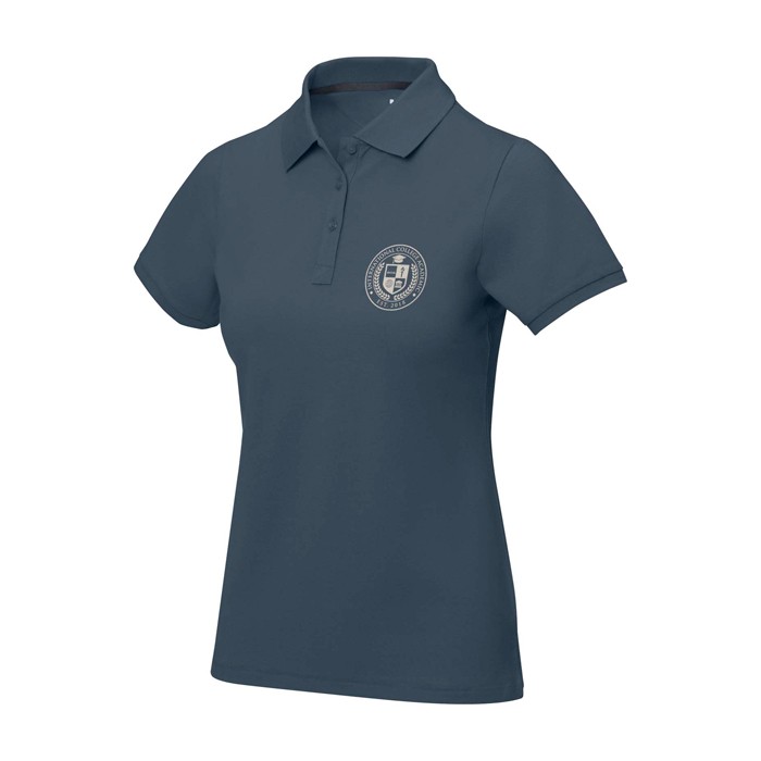 Polo de manga corta para mujer en punto piqué 200 g/m2 Elevate Life color azul cian vista impresión serigrafía Polo de manga corta para mujer en punto piqué 200 g/m2 Elevate Life color azul cian vista impresión serigrafía