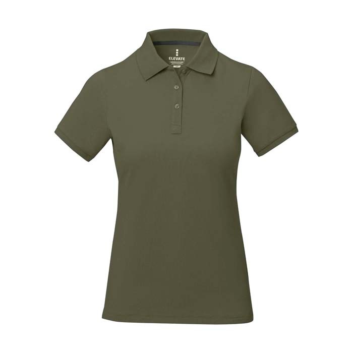 Polo de manga corta para mujer en punto piqué 200 g/m2 Elevate Life color verde oliva segunda vista frontal Polo de manga corta para mujer en punto piqué 200 g/m2 Elevate Life color verde oliva segunda vista frontal