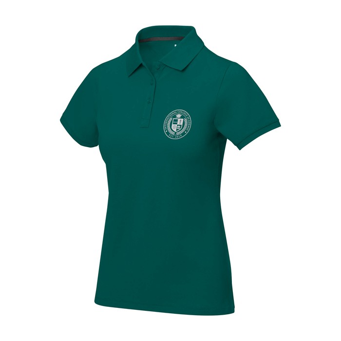 Polo de manga corta para mujer en punto piqué 200 g/m2 Elevate Life color verde oliva vista impresión serigrafía Polo de manga corta para mujer en punto piqué 200 g/m2 Elevate Life color verde oliva vista impresión serigrafía