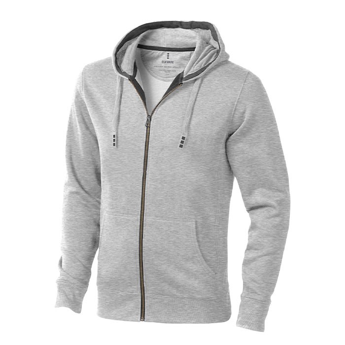Sudadera con capucha y cremallera 300 g/m2 color gris jaspeado