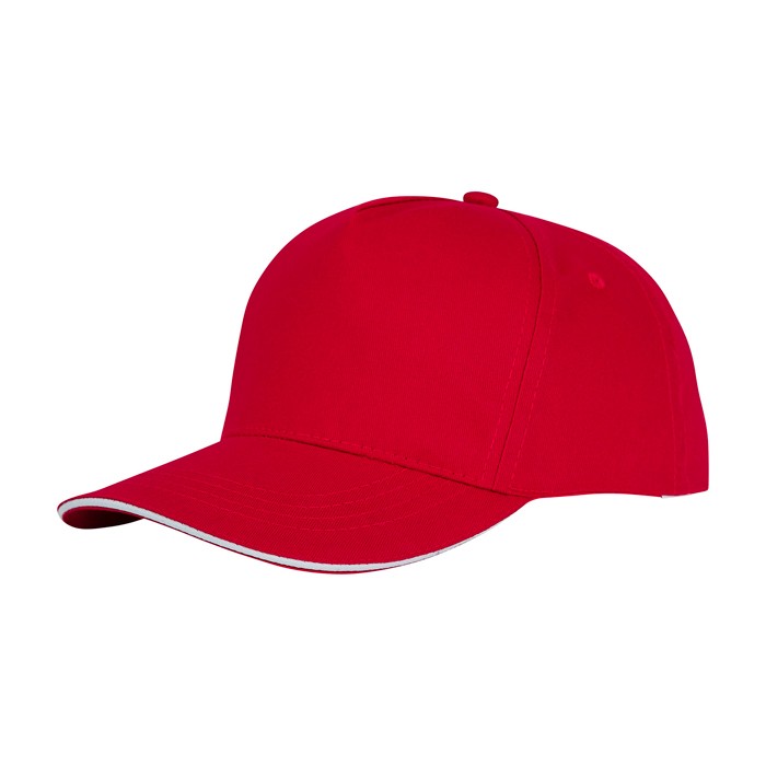 Gorra tipo sándwich de algodón con 5 paneles de 175 g/m2 color rojo