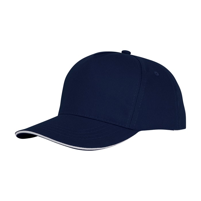 Gorra tipo sándwich de algodón con 5 paneles de 175 g/m2 color azul marino