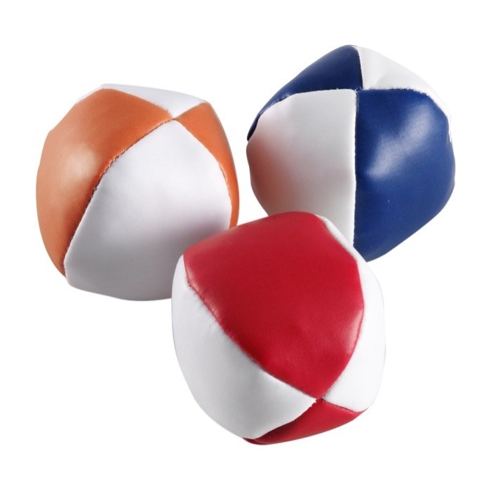 Set de 3 pelotas malabarista de PVC en bolsa de algodón color multicolor tercera vista Set de 3 pelotas malabarista de PVC en bolsa de algodón color multicolor tercera vista