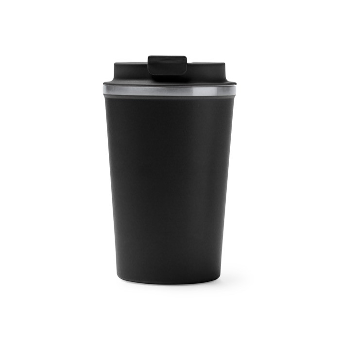 Vaso térmico de acero inoxidable con tapa roscada antifugas 450ml color negro segunda vista