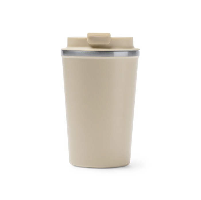 Vaso térmico de acero inoxidable con tapa roscada antifugas 450ml color beige segunda vista