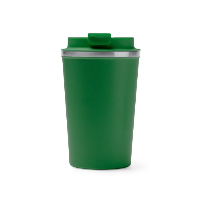 Vaso térmico de acero inoxidable con tapa roscada antifugas 450ml color verde botella segunda vista