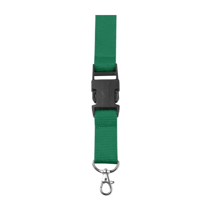 Lanyard de poliéster con mosquetón y llavero en varios colores color verde primera vista