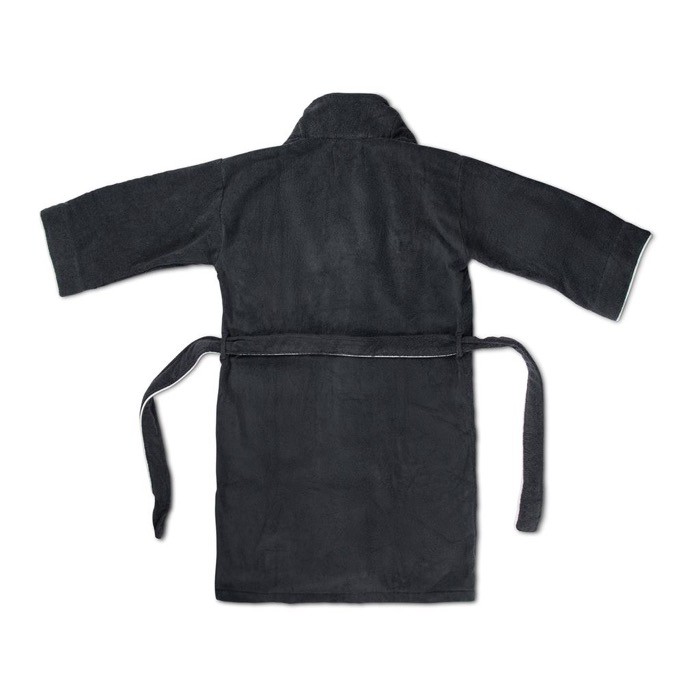 Lujoso albornoz de algodón muy suave color gris oscuro tercera vista Lujoso albornoz de algodón muy suave color gris oscuro tercera vista