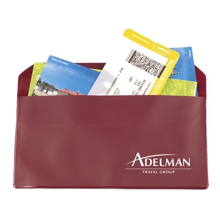 Portadocumentos ideal para llevar la documentación para viajar color burdeos vista 1
