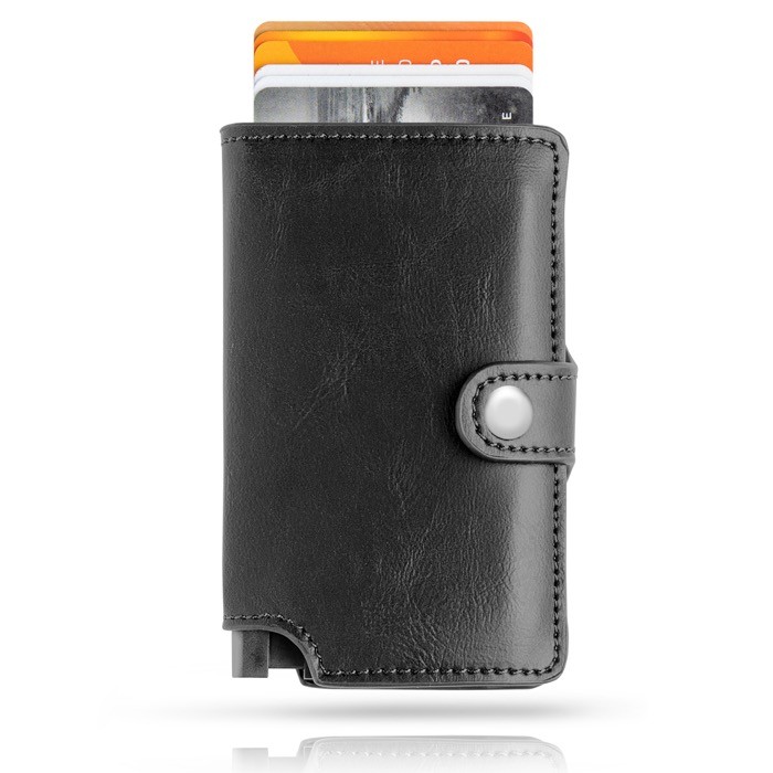 Cartera de cuero sintético con tarjetero automático con RFID color negro vista 1