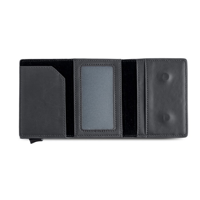 Monedero y tarjetero con protección RFID y acceso con un solo click color negro vista 2 Monedero y tarjetero con protección RFID y acceso con un solo click color negro vista 2