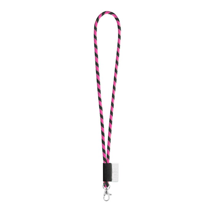 Lanyards impresos de forma tubular color rosa
