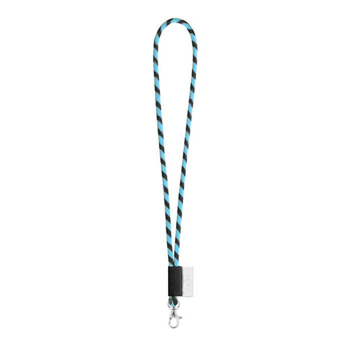 Lanyards impresos de forma tubular color azul claro