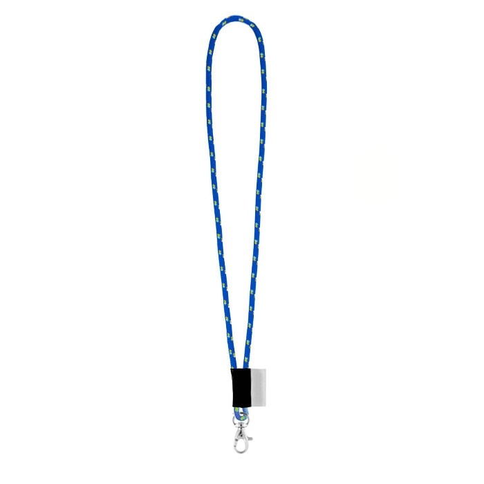 Lanyards cilíndricos con complementos color azul