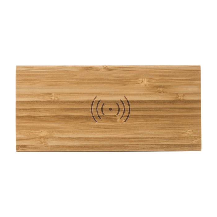 Cargador inalámbrico con reloj color madera tercera vista