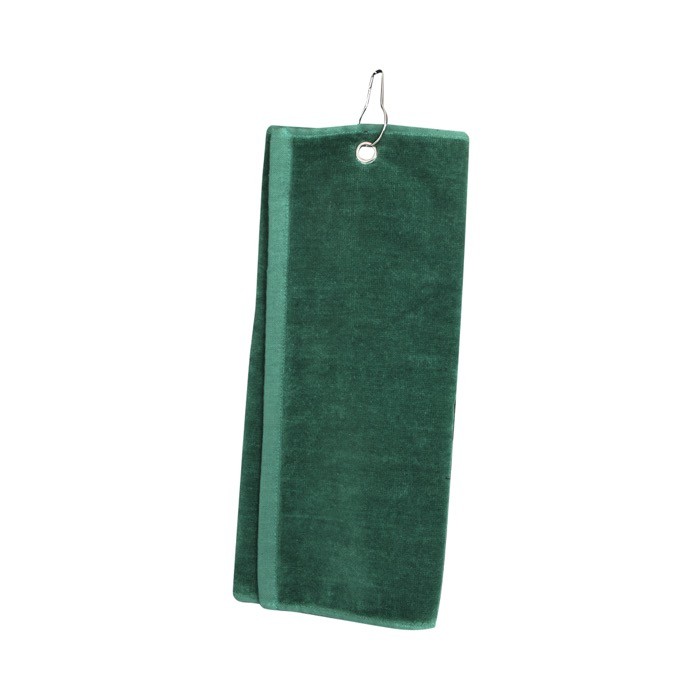 Toalla de algodón absorbente con mosquetón de transporte 40x50cm color verde oscuro