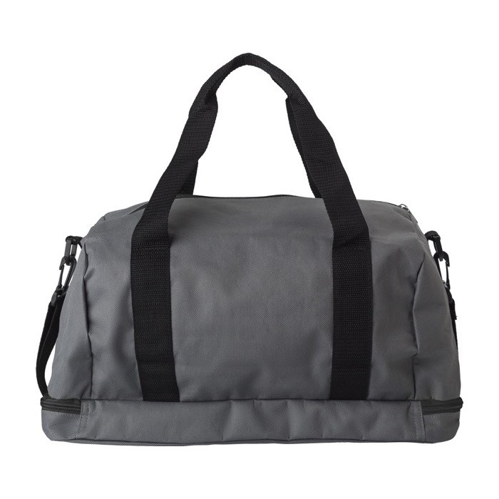 Bolsa de deporte de poliéster con compartimiento para zapatos color negro segunda vista Bolsa de deporte de poliéster con compartimiento para zapatos color negro segunda vista