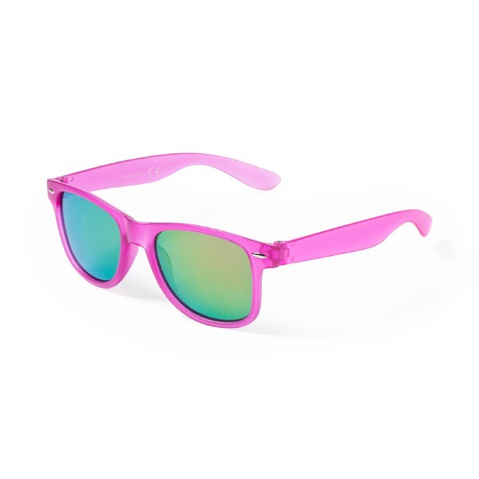 Gafas de sol con diseño en colores translúcidos y lentes espejados color fucsia primera vista