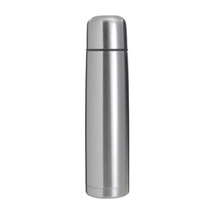 Termo de acero grande color plateado primera vista