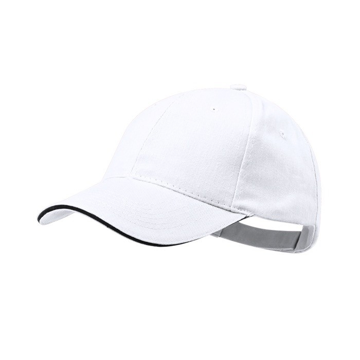Gorra de algodón peinado de 6 paneles con detalle en la visera color blanco primera vista