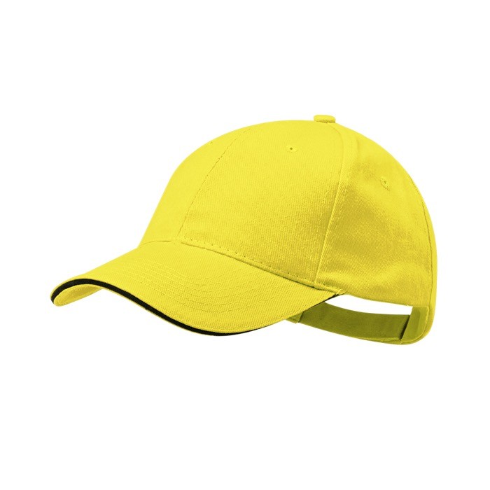 Gorra de algodón peinado de 6 paneles con detalle en la visera color amarillo primera vista