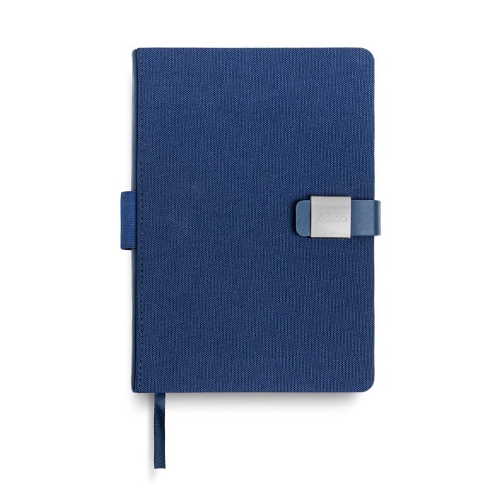 Agenda con vista diaria en español y portugués con cierre magnético A5 color azul real Agenda con vista diaria en español y portugués con cierre magnético A5 color azul real
