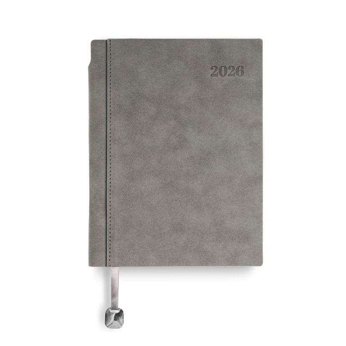 Agenda diaria en español y portugués con funda de tacto de ante A5 color gris oscuro Agenda diaria en español y portugués con funda de tacto de ante A5 color gris oscuro