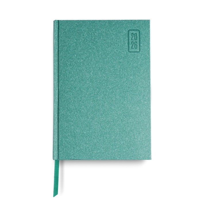 Agenda diaria en español y portugués con cubierta de papel artesanal A5 color verde suave Agenda diaria en español y portugués con cubierta de papel artesanal A5 color verde suave