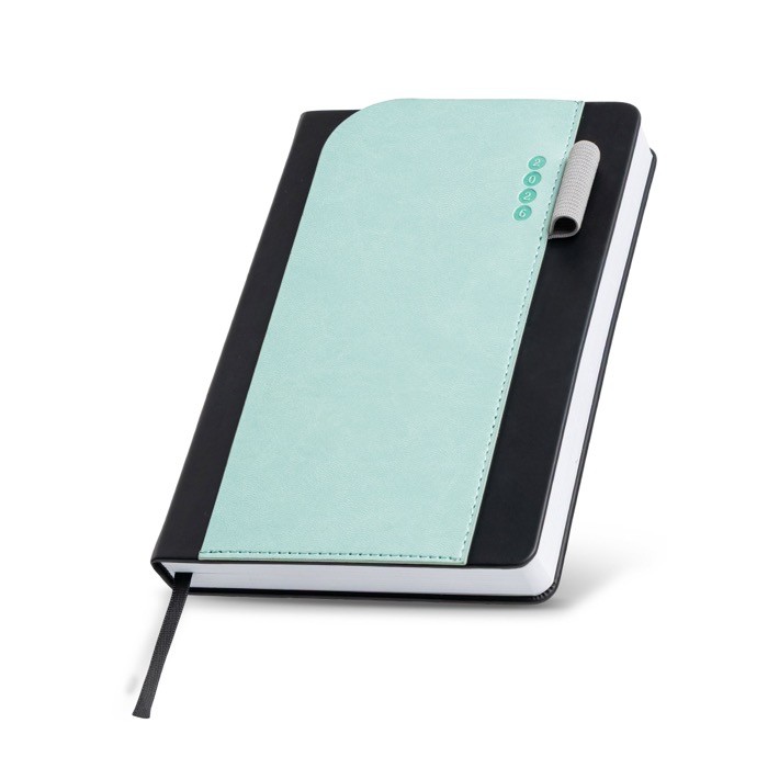 Agenda diaria en español y portugués con soporte para bolígrafo A5 color verde claro vista 1 Agenda diaria en español y portugués con soporte para bolígrafo A5 color verde claro vista 1