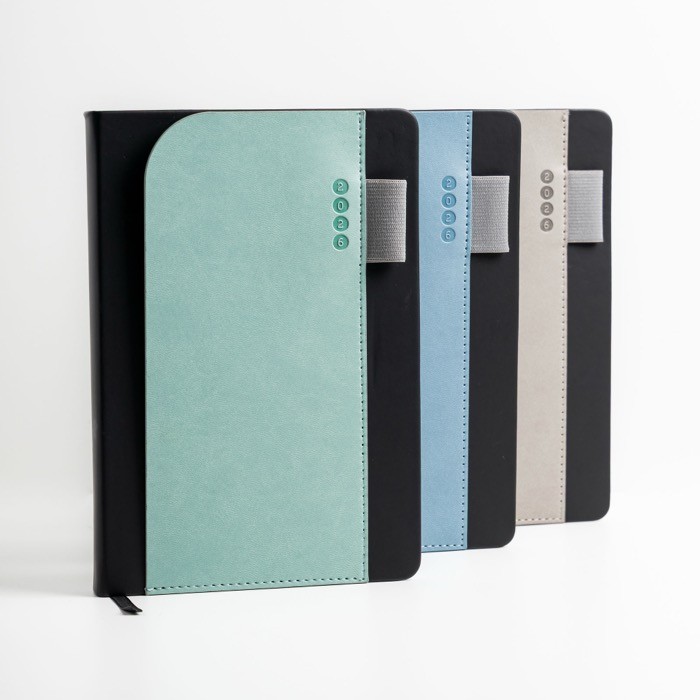 Agenda diaria en español y portugués con soporte para bolígrafo A5 vista con varios colores Agenda diaria en español y portugués con soporte para bolígrafo A5 vista con varios colores