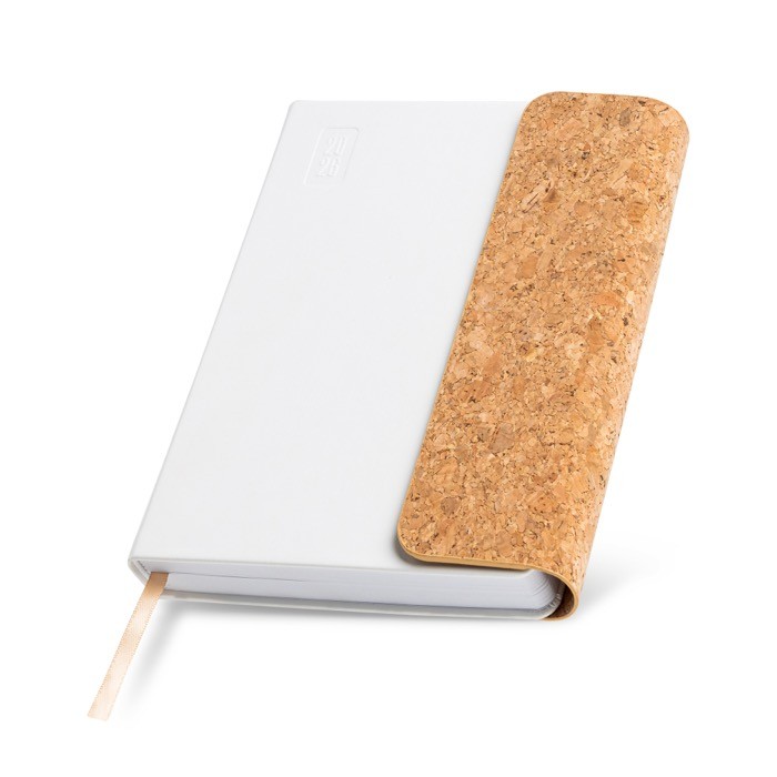 Agenda diaria en español y portugués con solapa de corcho A5 color blanco vista 1 Agenda diaria en español y portugués con solapa de corcho A5 color blanco vista 1
