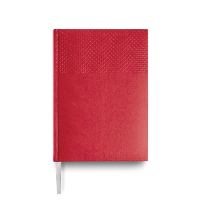 Agenda diaria con cinta plateada en español y portugués y cubierta de PU A5 color rojo Agenda diaria con cinta plateada en español y portugués y cubierta de PU A5 color rojo