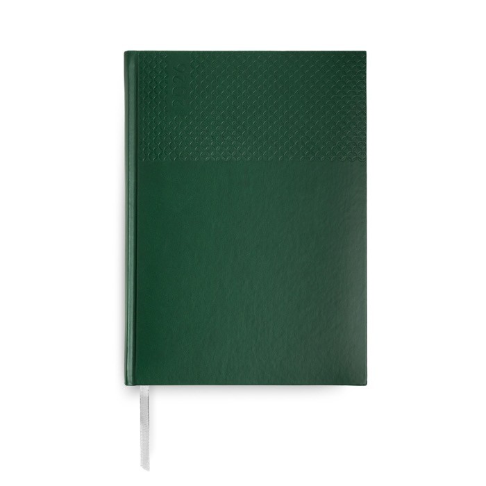 Agenda con vista semanal en español y portugués y páginas de papel marfil A5+ color verde oscuro Agenda con vista semanal en español y portugués y páginas de papel marfil A5+ color verde oscuro