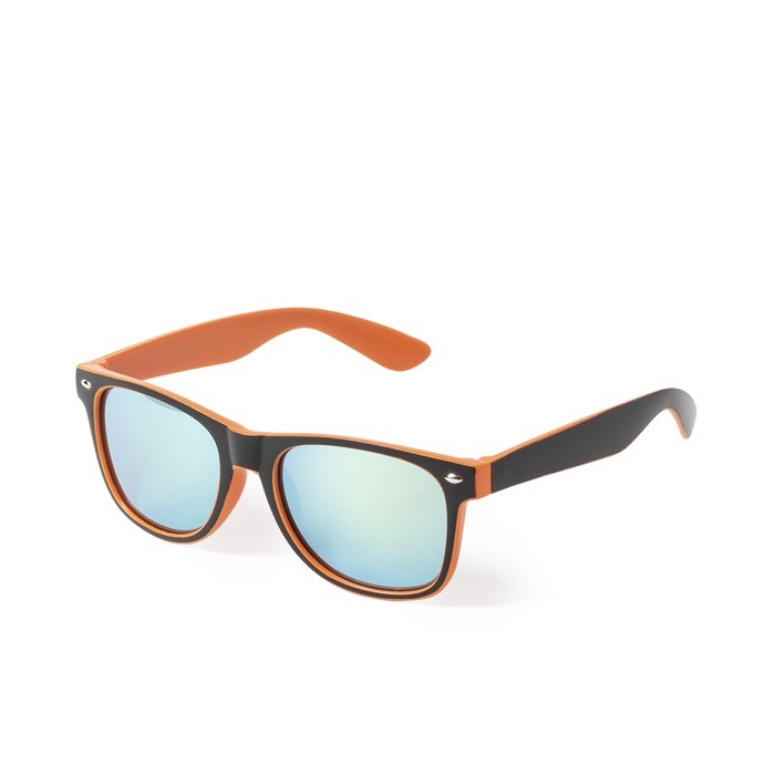 Gafas de sol con montura bicolor y lentes efecto espejo a juego