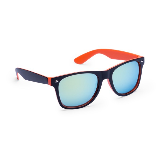 Gafas de sol con montura bicolor y lentes efecto espejo a juego color naranja primera vista