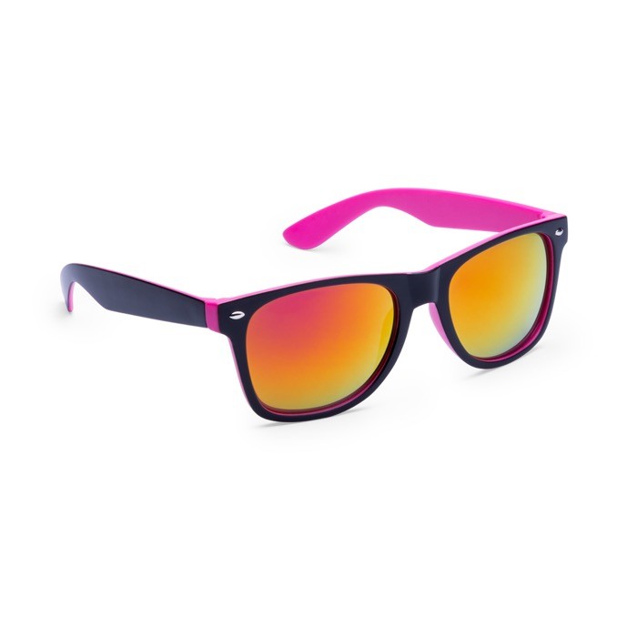 Gafas de sol con montura bicolor y lentes efecto espejo a juego color fucsia primera vista