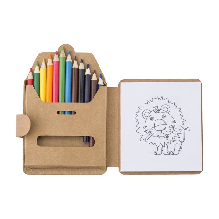 Set para niños con 12 dibujos para colorear y 12 lápices de colores color multicolor tercera vista