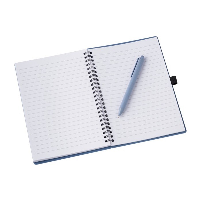 Libreta y bolígrafo a juego de paja de trigo A5 hojas a rayas color azul primera vista Libreta y bolígrafo a juego de paja de trigo A5 hojas a rayas color azul primera vista