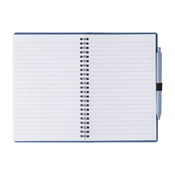 Libreta y bolígrafo a juego de paja de trigo A5 hojas a rayas color azul tercera vista Libreta y bolígrafo a juego de paja de trigo A5 hojas a rayas color azul tercera vista