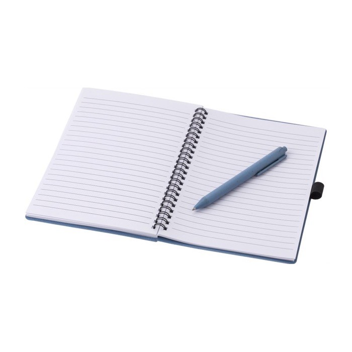 Libreta y bolígrafo a juego de paja de trigo A5 hojas a rayas color azul cuarta vista Libreta y bolígrafo a juego de paja de trigo A5 hojas a rayas color azul cuarta vista