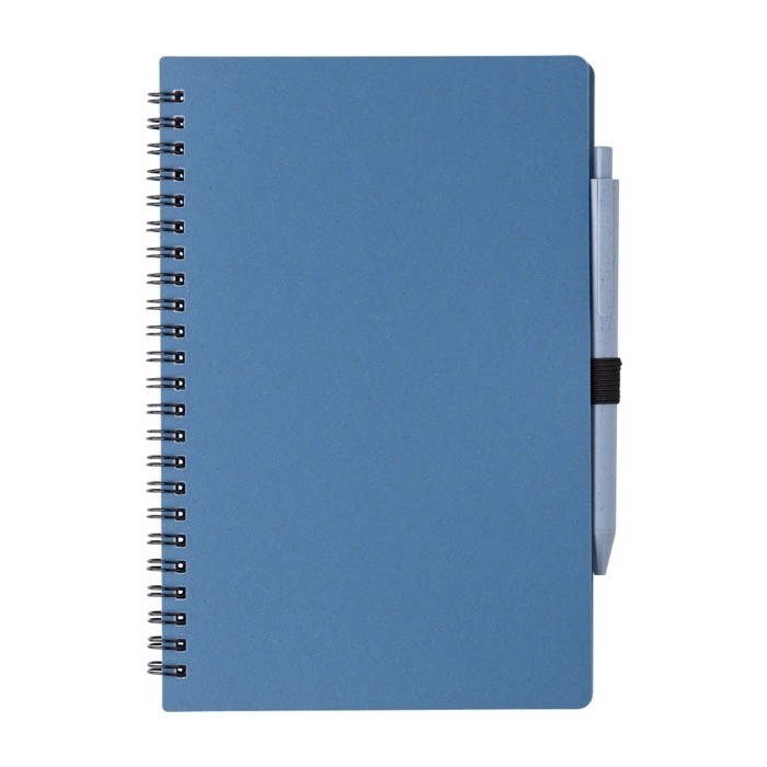 Libreta y bolígrafo a juego de paja de trigo A5 hojas a rayas color azul sexta vista Libreta y bolígrafo a juego de paja de trigo A5 hojas a rayas color azul sexta vista