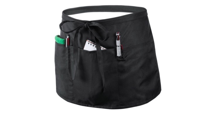Delantal de poliéster para la cintura con varios bolsillos color negro segunda vista