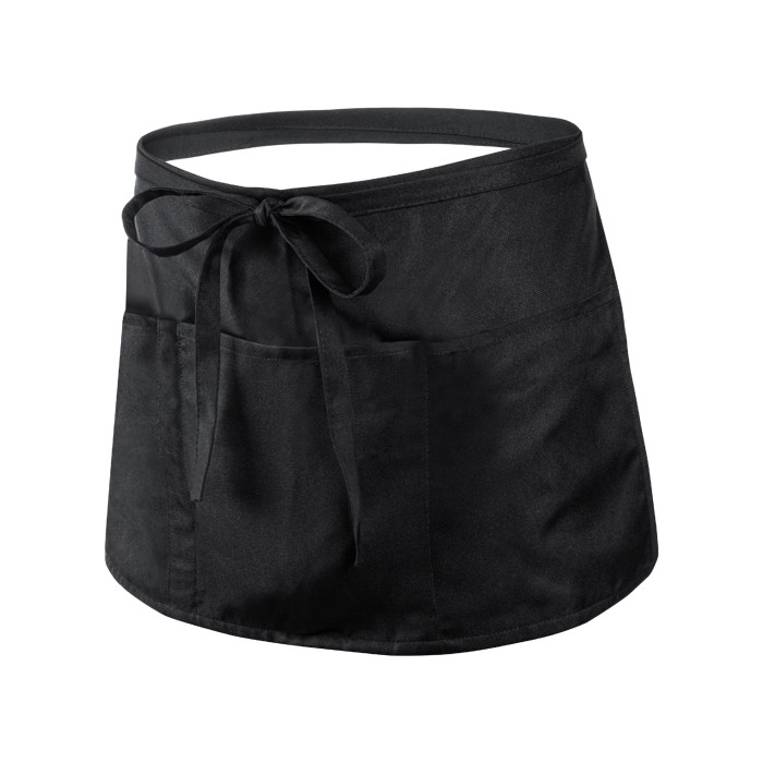 Delantal de poliéster para la cintura con varios bolsillos color negro cuarta vista