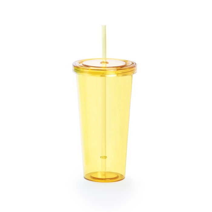 Vasos con pajita personalizados en color de color amarillo Vasos con pajita personalizados en color de color amarillo