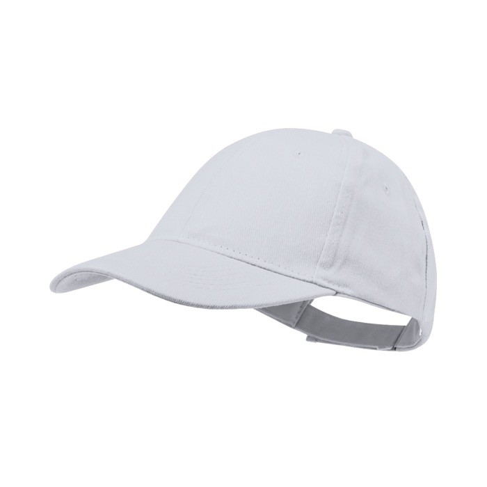 Gorra de 6 paneles de algodón peinado con cierre de velcro color blanco primera vista