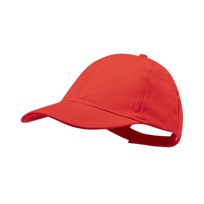 Gorra de 6 paneles de algodón peinado con cierre de velcro color rojo primera vista